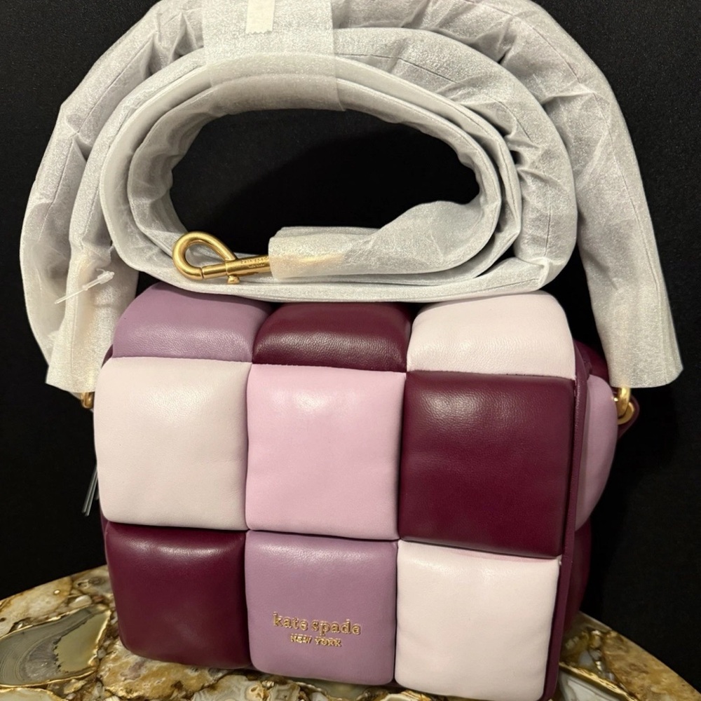 NWT Kate Spade Foxxy Boxxy Princess Purple Agate Lambskin Leather Crossbody $528